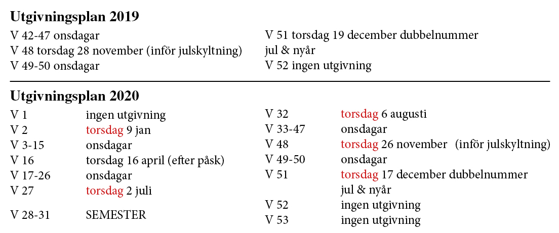 Utgivningsplan till hemsidan